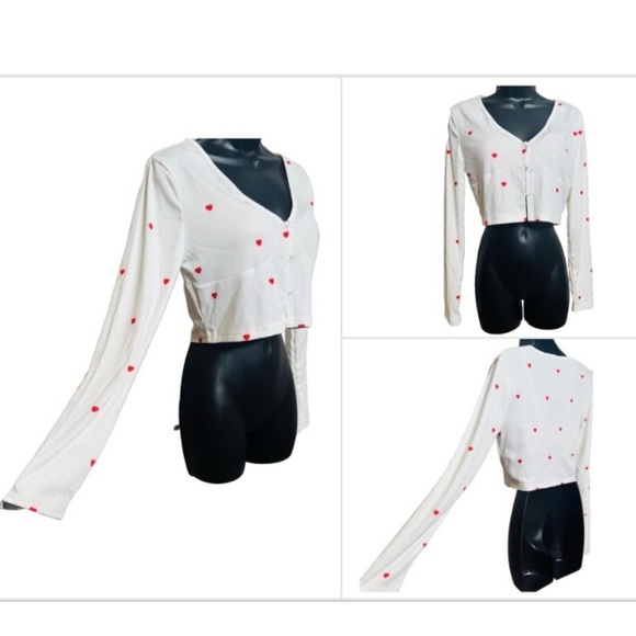 White Heart Print Crop Top - Picture 5 of 14